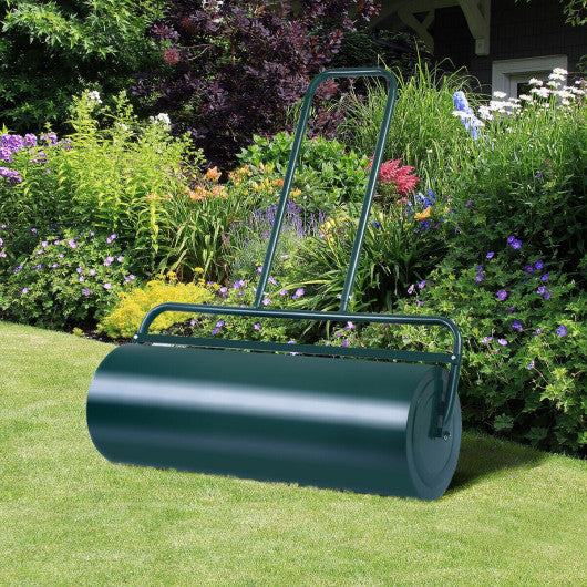 24 x 13 Inch Tow Lawn Roller Water Filled Metal Push Roller-Green