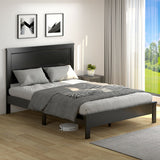 Full Size Platform Slat Bed Frame with High Headboard-Black