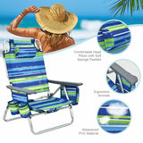 4-Pack 5-Position Outdoor Folding Backpack Beach Reclining Chair with Pillow-Blue