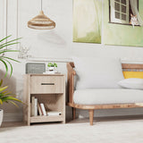 Wooden Nightstand with Drawer and Open Storage Compartment-Natural