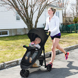 Baby Jogging Stroller with Adjustable Canopy for Newborn-Black