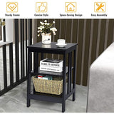 2 Pieces 3-Tier Nightstand with Reinforced Bars and Stable Structure-Black