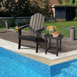 Outdoor Adirondack Chair with Built-in Cup Holder for Backyard Porch-Black