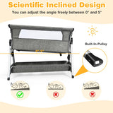 Adjustable Baby Bedside Crib with Large Storage-Dark Gray
