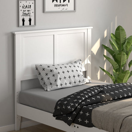 Solid Wood Flat Panel Headboard for Twin-size Bed-White