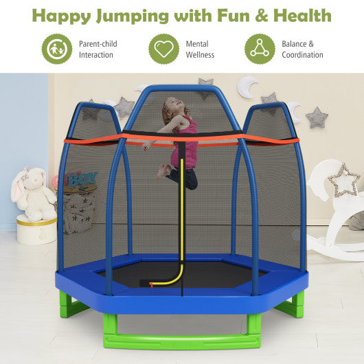 7 Feet Kids Recreational Bounce Jumper Trampoline-Blue