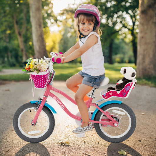 Kids Bicycle with Training Wheels and Basket for Boys and Girls Age 3-9 Years-14"