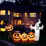 7.5 Feet Long Halloween Inflatable Spooky Ghost and Pumpkin Decor with Lights