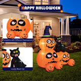 6 Feet Inflatable Pumpkin Combo Decoration with Built-in LED Light
