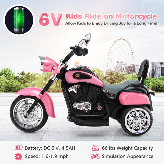 6V 3 Wheel Kids Motorcycle-Pink
