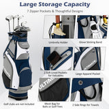 10.5 Inch Golf Stand Bag with 14 Way Full-Length Dividers and 7 Zippered Pockets-Navy