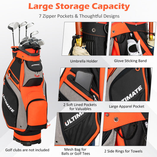10.5 inch Golf Stand Bag with 14 Way Dividers and 7 Zippered Pockets-Red | Costway
