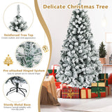 Pre-Lit Premium Snow Flocked Hinged Artificial Christmas Tree-6 ft