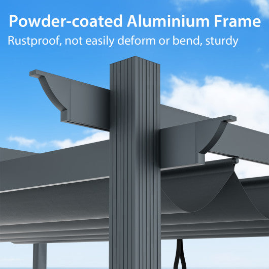 10 x 13 Feet Outdoor Aluminum Retractable Pergola Canopy Shelter-Gray