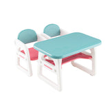 Kids Table and Chair Set with Building Blocks-Pink & Blue