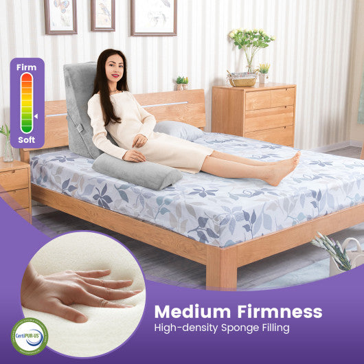 3 Pieces Orthopedic Bed Wedge Pillow Set Adjustable Support for Back Neck-Gray