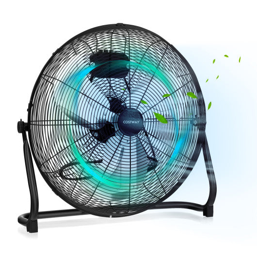 3-Speed High Velocity Floor Fan with Adjustable Tilt Angle and Handle-Black