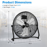 3-Speed High Velocity Floor Fan with Adjustable Tilt Angle and Handle-Black