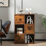 3-Tier Bookshelf with Anti-toppling Device for Living Room-Brown