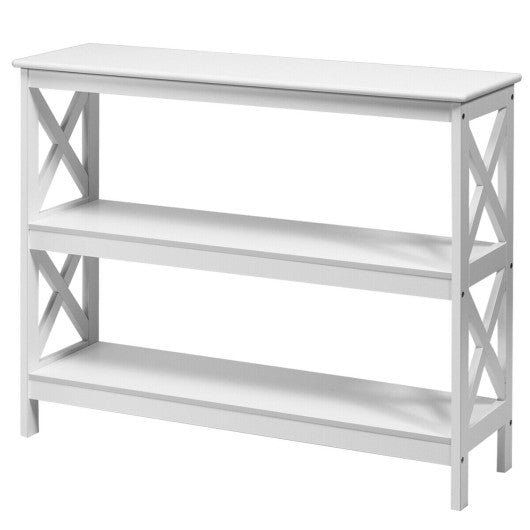 3-Tier Console X-Design Sofa Side Accent Table-White