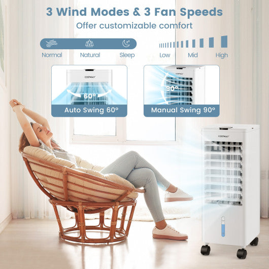 3-in-1 Evaporative Air Cooler with Remote for Home Office-White