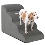 4-Tier Foam Non-Slip Dog Steps with Washable Zippered Cover-Gray