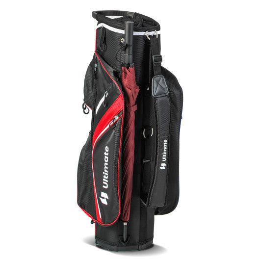 Golf Cart Bag with 14 Way Top Dividers-Red