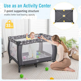 Portable Baby Nursery Center 4-in-1 Portable Travel Crib-Gray