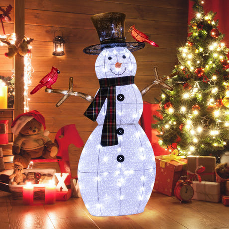 4.2 Feet Lighted Snowman and Redbirds Christmas Decoration