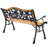 Garden Bench Chair Outdoor Wooden Loveseat with Iron Armrest