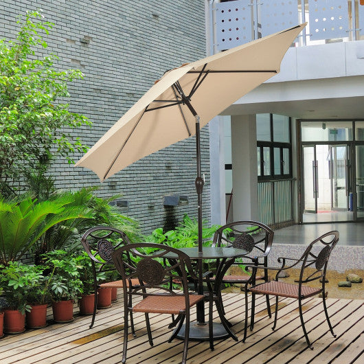 9 ft Outdoor Market Patio Table Umbrella Push Button Tilt Crank Lift-Beige