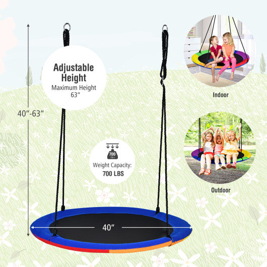 40 Inch Flying Saucer Tree Swing with 2 Hanging Straps for Kids-Blue