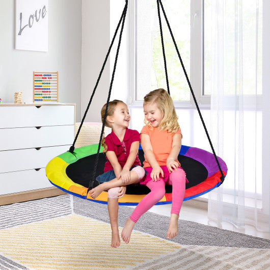 40 Inch Flying Saucer Tree Swing with 2 Hanging Straps for Kids-Blue