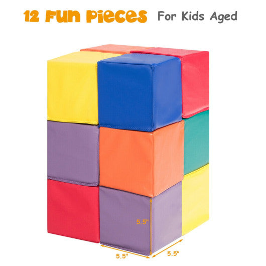 12 Pieces 5.5 Inch Soft Colorful Foam Building Blocks