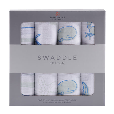 Ocean Friends Swaddle Blanket Four Pack - Aiden's Corner Baby & Toddler Clothes, Toys, Teethers, Feeding and Accesories