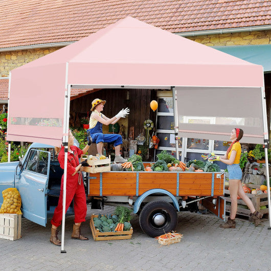 17 Feet x 10 Feet Foldable Pop Up Canopy with Adjustable Instant Sun Shelter-Pink