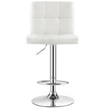 Set of 2 Square Swivel Adjustable PU Leather Bar Stools with Back and Footrest-White