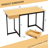 48" Computer Desk with Metal Frame and Adjustable Pads-Natural