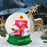 4 Feet Christmas Inflatable Snow Globe with Santa Snowman Road Sign