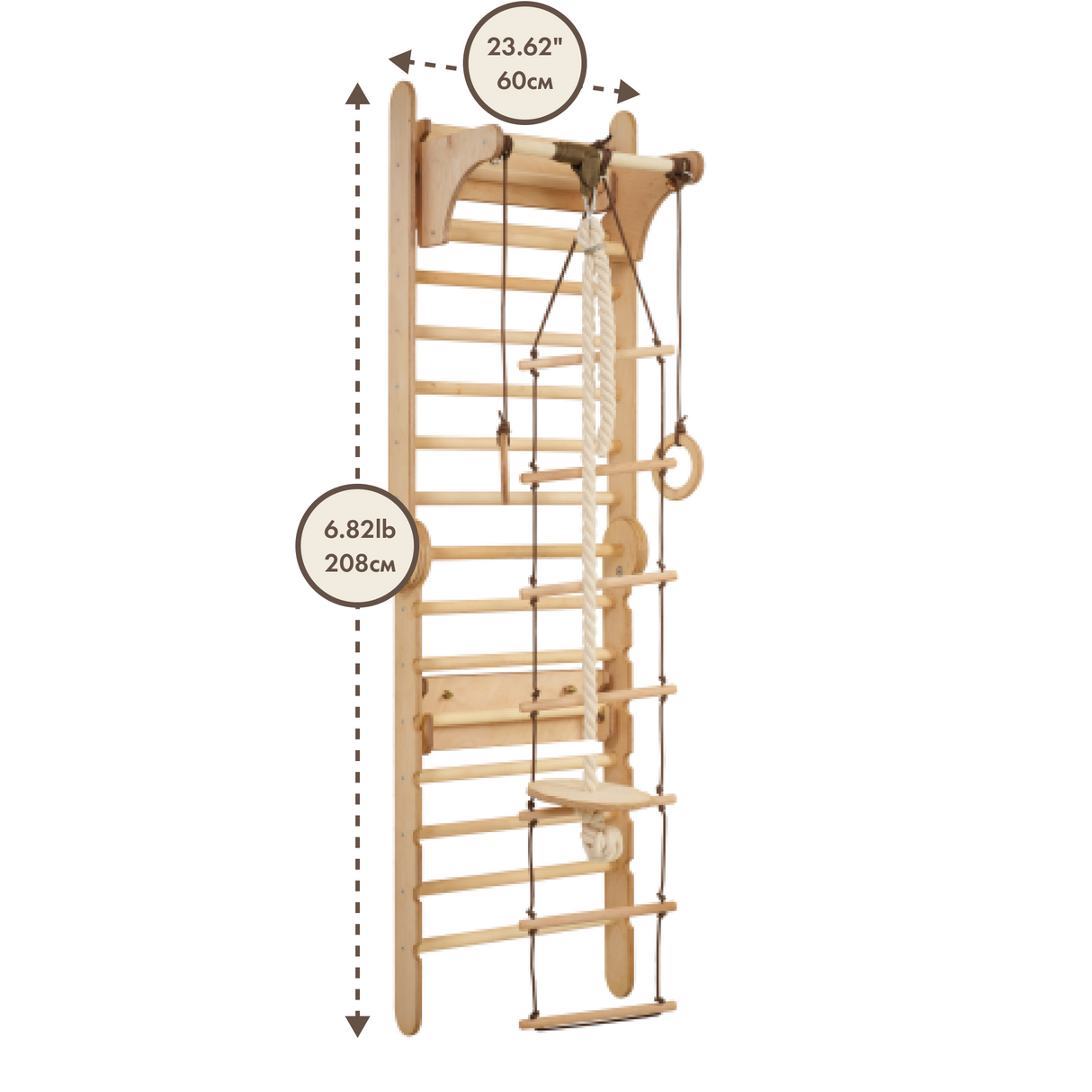 Wooden Swedish Wall / Climbing ladder for Children + Swing Set