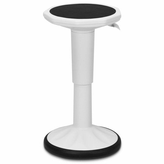 Adjustable Active Learning Stool Sitting Home Office Wobble Chair with Cushion Seat -White