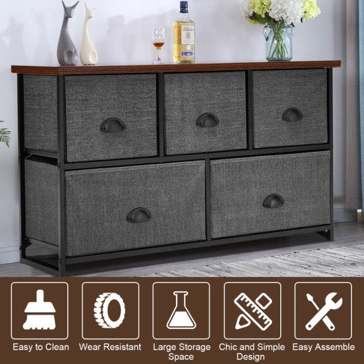 Wood Dresser Storage Unit Side Table Display Organizer-Black