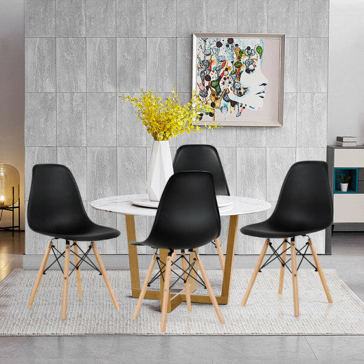 4 Pieces Modern Armless Dining Chair Set with Wood Legs-Black