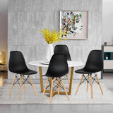 4 Pieces Modern Armless Dining Chair Set with Wood Legs-Black