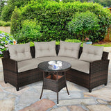 4 Pieces Furniture Patio Set Outdoor Wicker Sofa Set