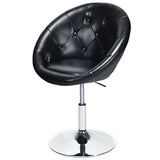 1 Piece Modern Adjustable Swivel Round PU Leather Chair-Black