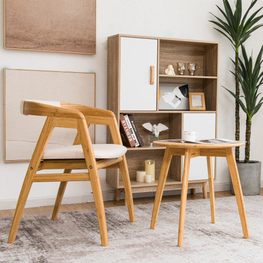 Natural Modern Stylish Bamboo Round End Table with 20 Inch Round Tabletop-Natural