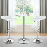 Set of 2 Adjustable PU Leather Backless Bar Stools-White