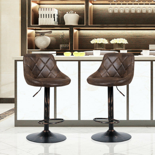 Set of 2 Adjustable Bar Stools with Backrest and Footrest