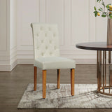 2 Pieces Tufted Dining Chair Set with Adjustable Anti-Slip Foot Pads-Beige